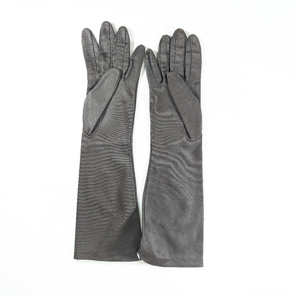 Vintage KAYSER Canadian dark brown fabric opera gloves size 7.5